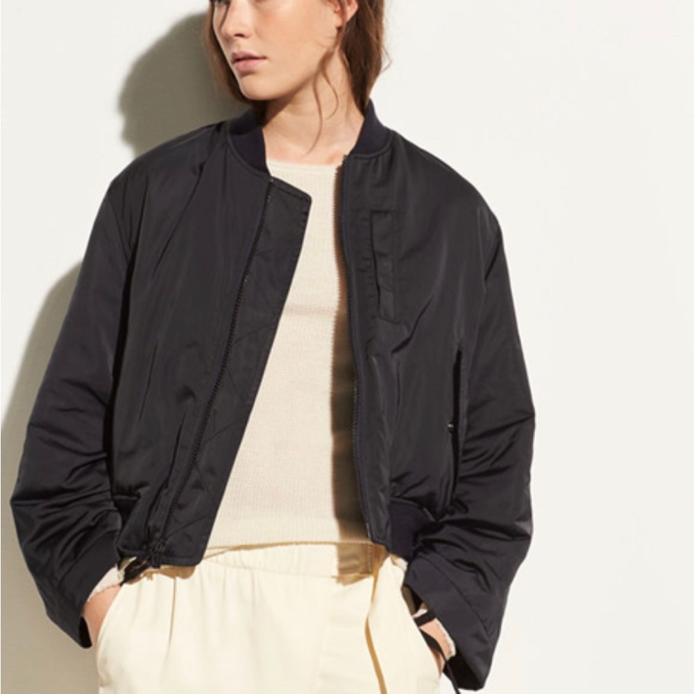 Vince Ruched Sleeves Bomber Jacket - XS